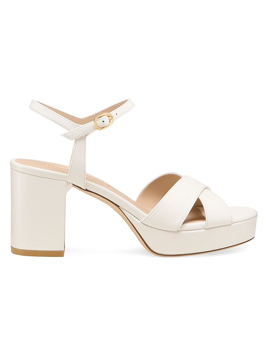 Women's Dayna 80MM Leather Platform Sandals - Cream - Size 8
