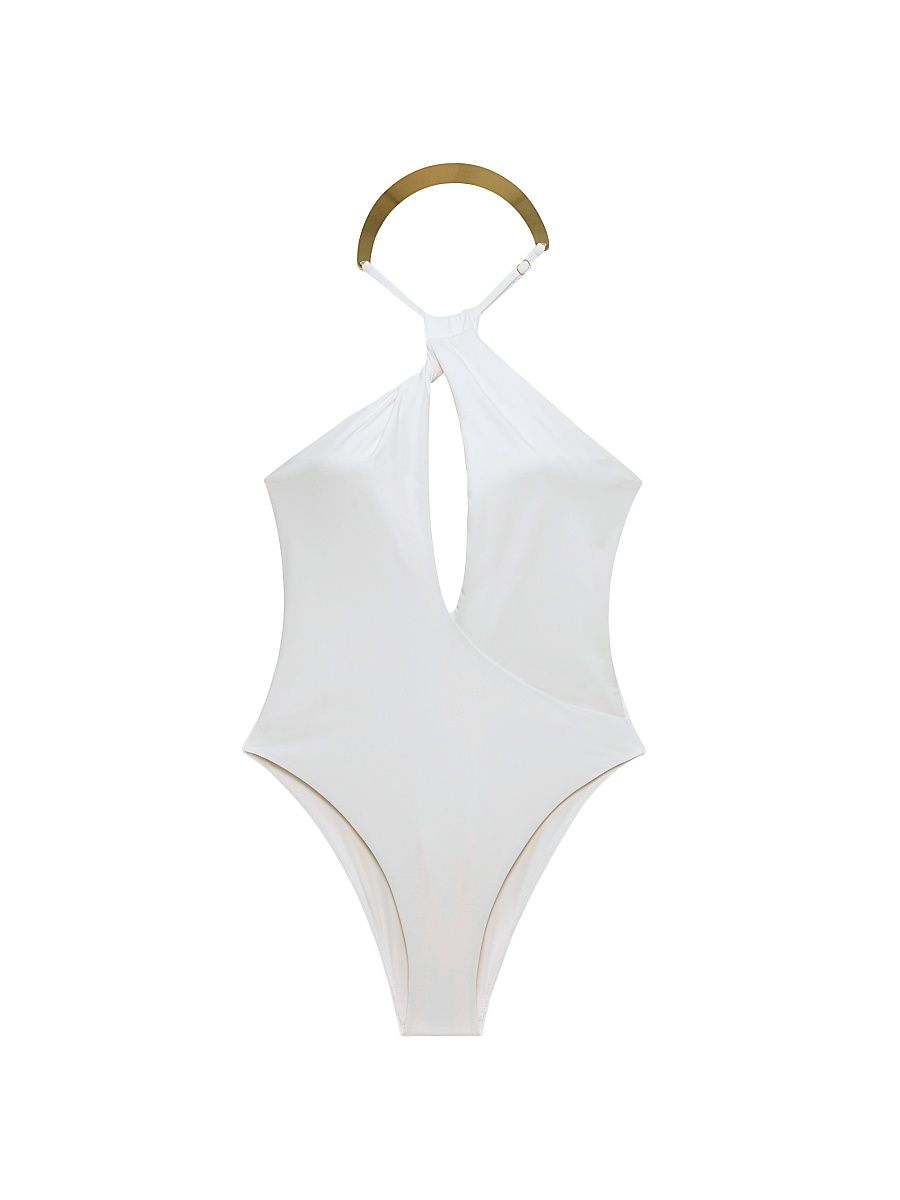 Women's Bindi Draped One-Piece Swimsuit - Ivory - Size XS