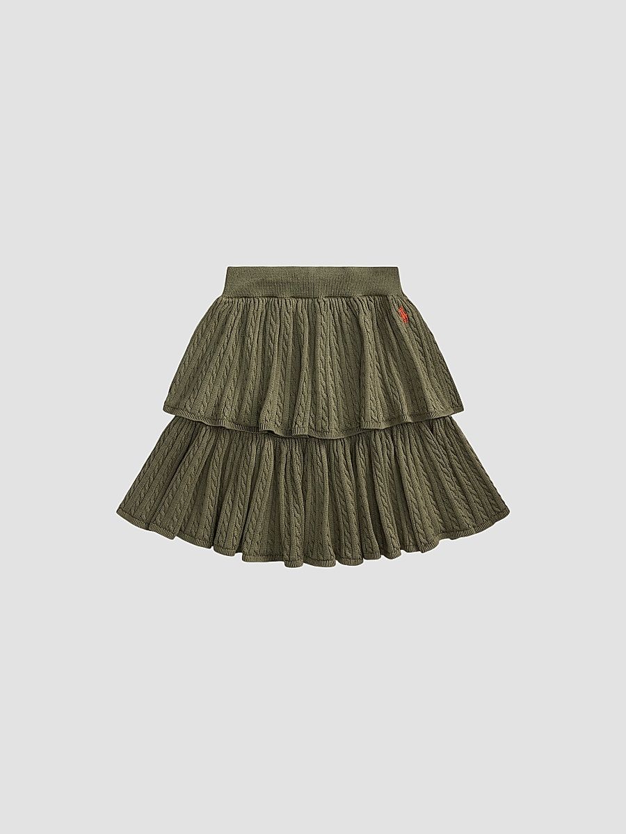 Little Girl's & Girl's Cable-Knit Tiered Skirt - Cruise Olive - Size 16