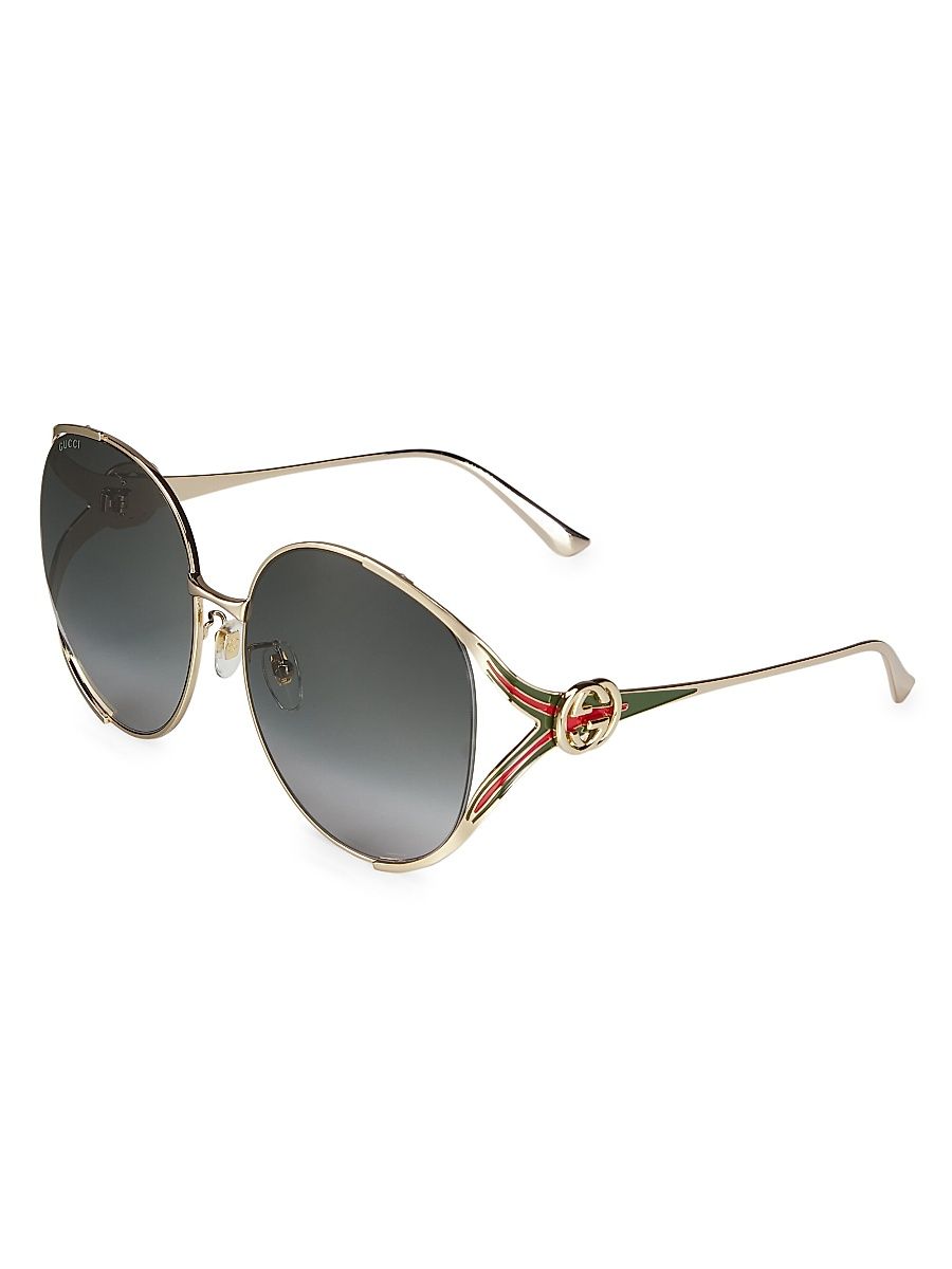 Women's Fork 63MM Round Sunglasses - Gold Grey