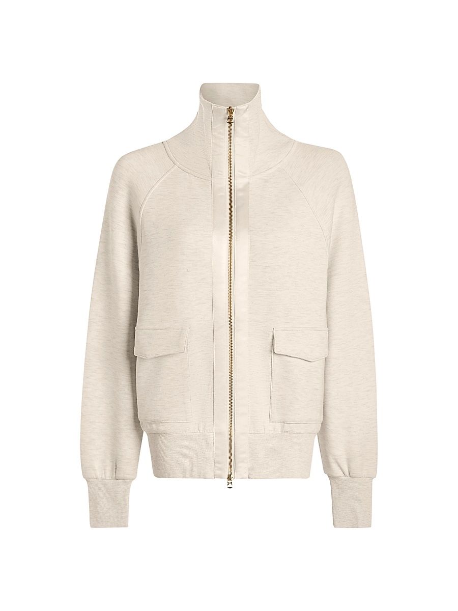 Women's Roxbury Solid Zip-Front Jacket - Ivory Marl - Size XL
