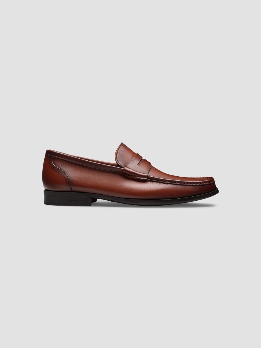 Magnanni Men's Gentry Leather Penny Loafers - Brandy - Size 9