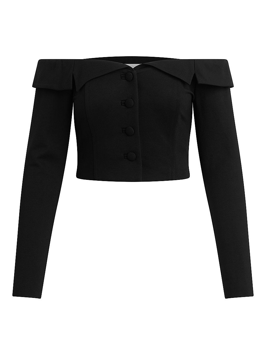 Women's The Payback Off-The-Shoulder Crop Top - Black - Size 8