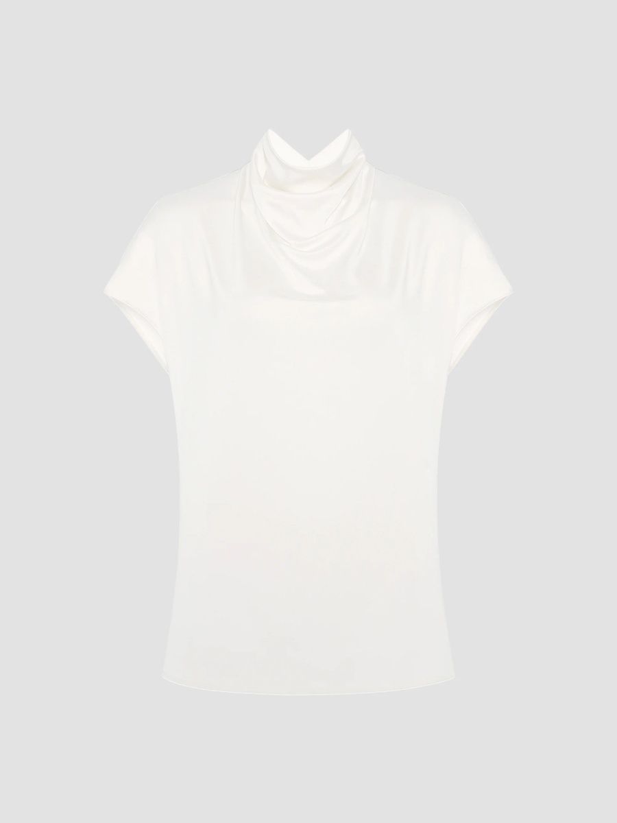 Another Tomorrow Women's Fluid Cowl Neck Top - Off White - Size XL