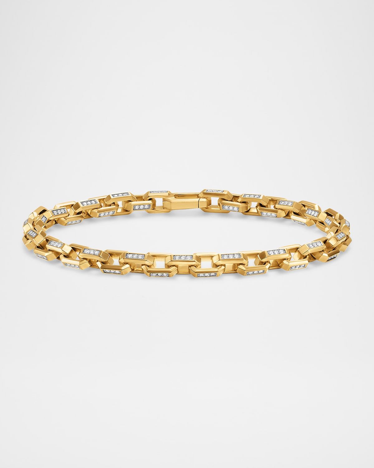 Men & apos;s Streamline Link Bracelet in 18K Gold with Diamonds, 5.5mm