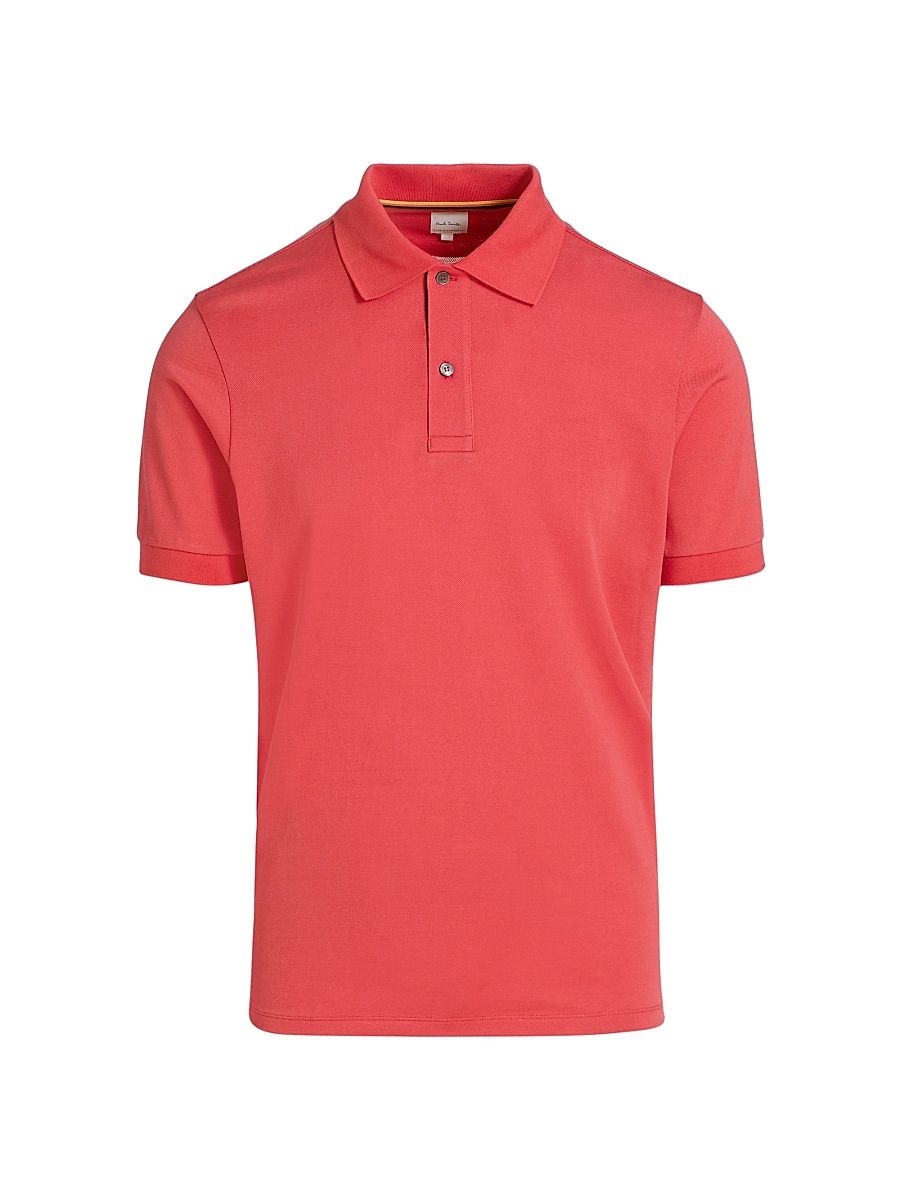 Men's Straight Placket Cotton Polo Shirt - Bubblegum Raspberry - Size XL