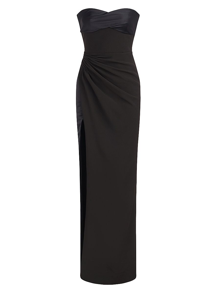 Women's Esther Strapless Crepe & Satin Gown - Black - Size 16