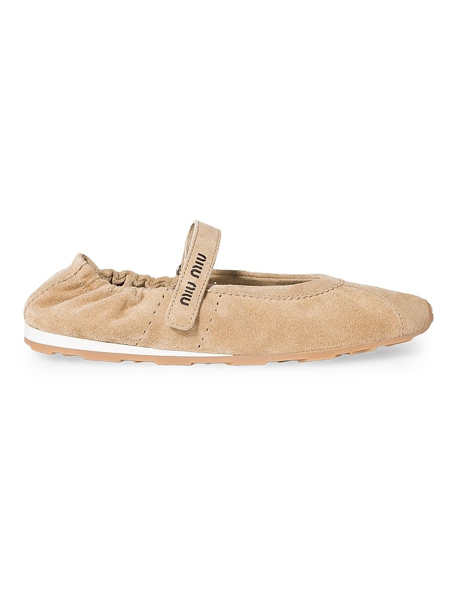 Women's Plume Suede Ballerinas - Beige Khaki - Size 5.5