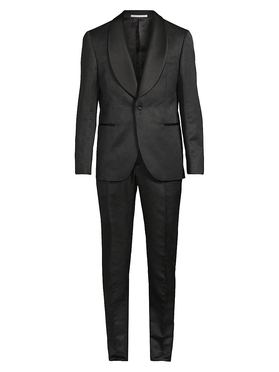 Men's Shawl Lapel Tailored Wool Tuxedo - Black - Size 46