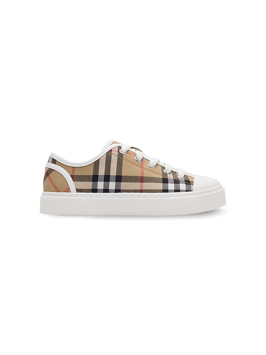 Kid's Teddy Check Low-Top Sneakers - Sand - Size 12.5 (Child)