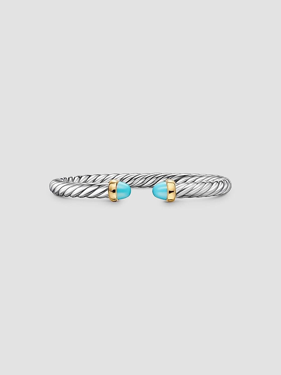 David Yurman Women's Cable Flex Bracelet in Sterling Silver - Reconstituted Turquoise - Size Medium