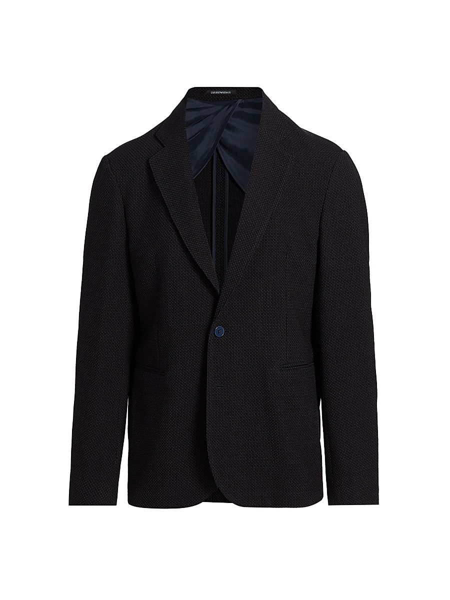 Men's Textured Unlined Soft Jacket - Blue Multi - Size 38
