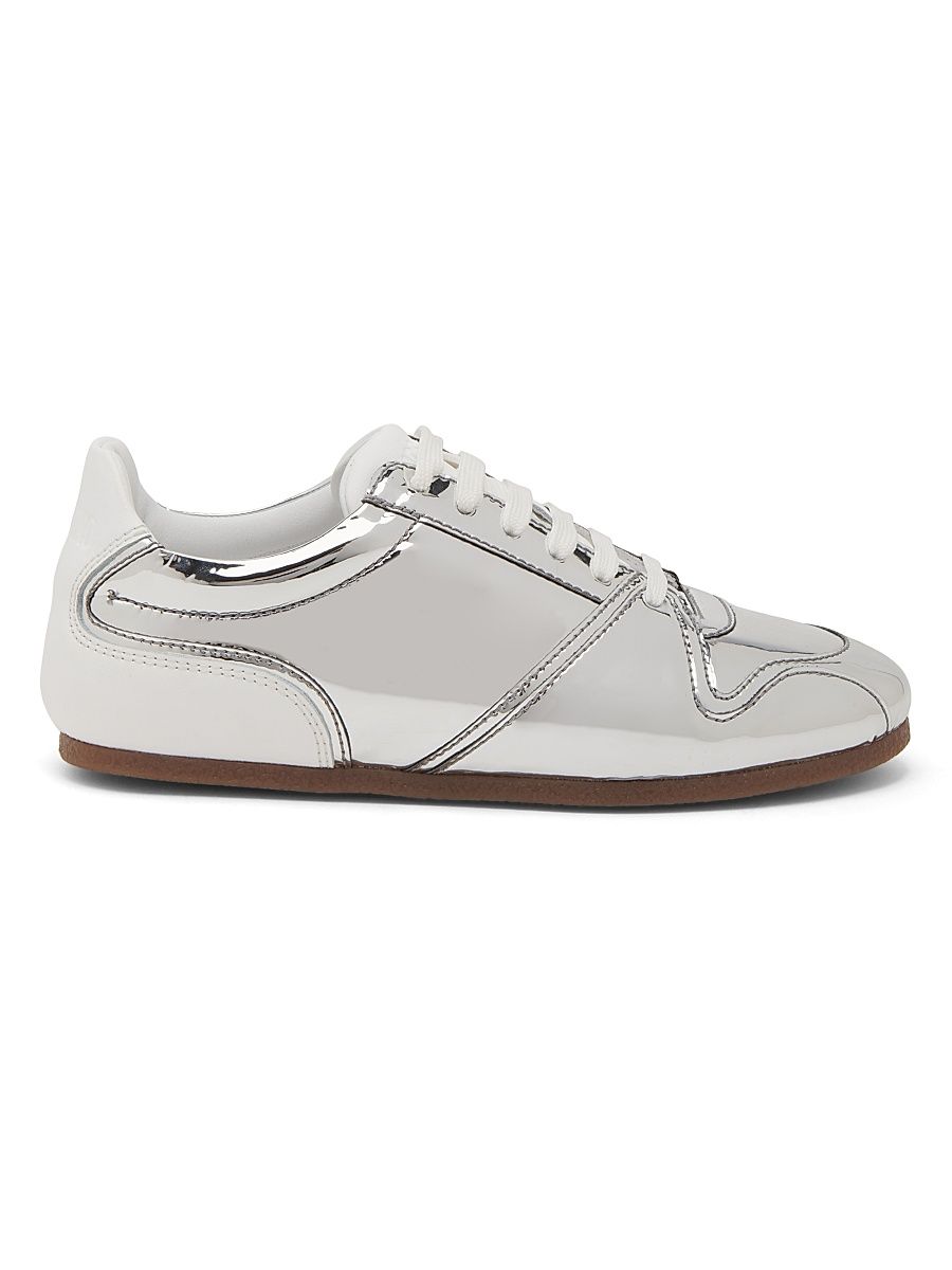 Women's Mirrored Low-Top Tennis Shoes - Silver - Size 10