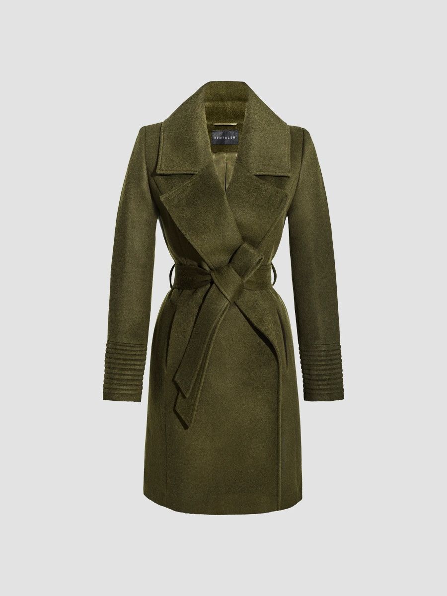 Sentaler Women's Baby Alpaca & Wool Notch-Collar Wrap Coat - Olive - Size XS