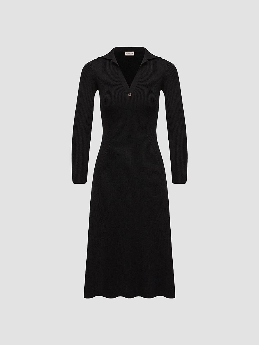Women's Polo Dress in Wool Blend - Black - Size XL