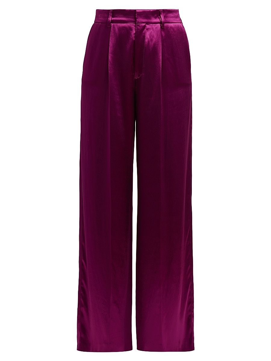 Women's Satin Wide-Leg Pants - Violet - Size 12
