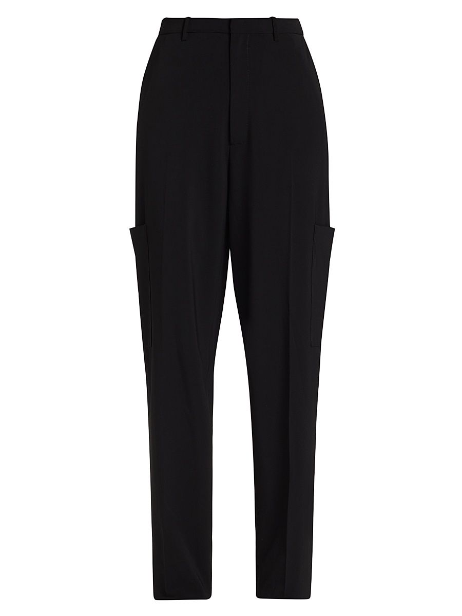 Women's Matte Crepe Cargo Trousers - Black - Size 12