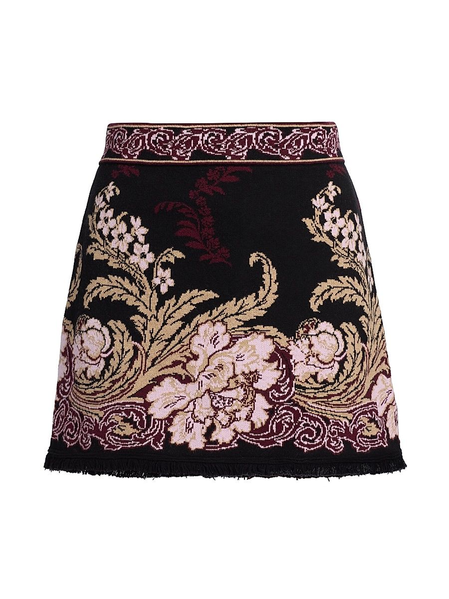 Women's Lindy Wool-Cotton Jacquard Miniskirt - Nouvea Black - Size Medium