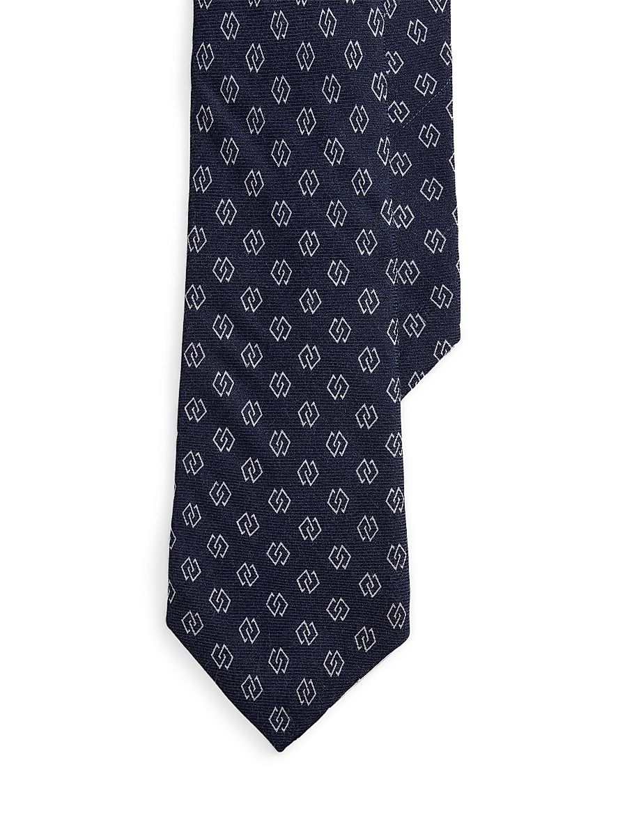 Men's Linked Diamonds Cashmere-Silk Tie - Navy