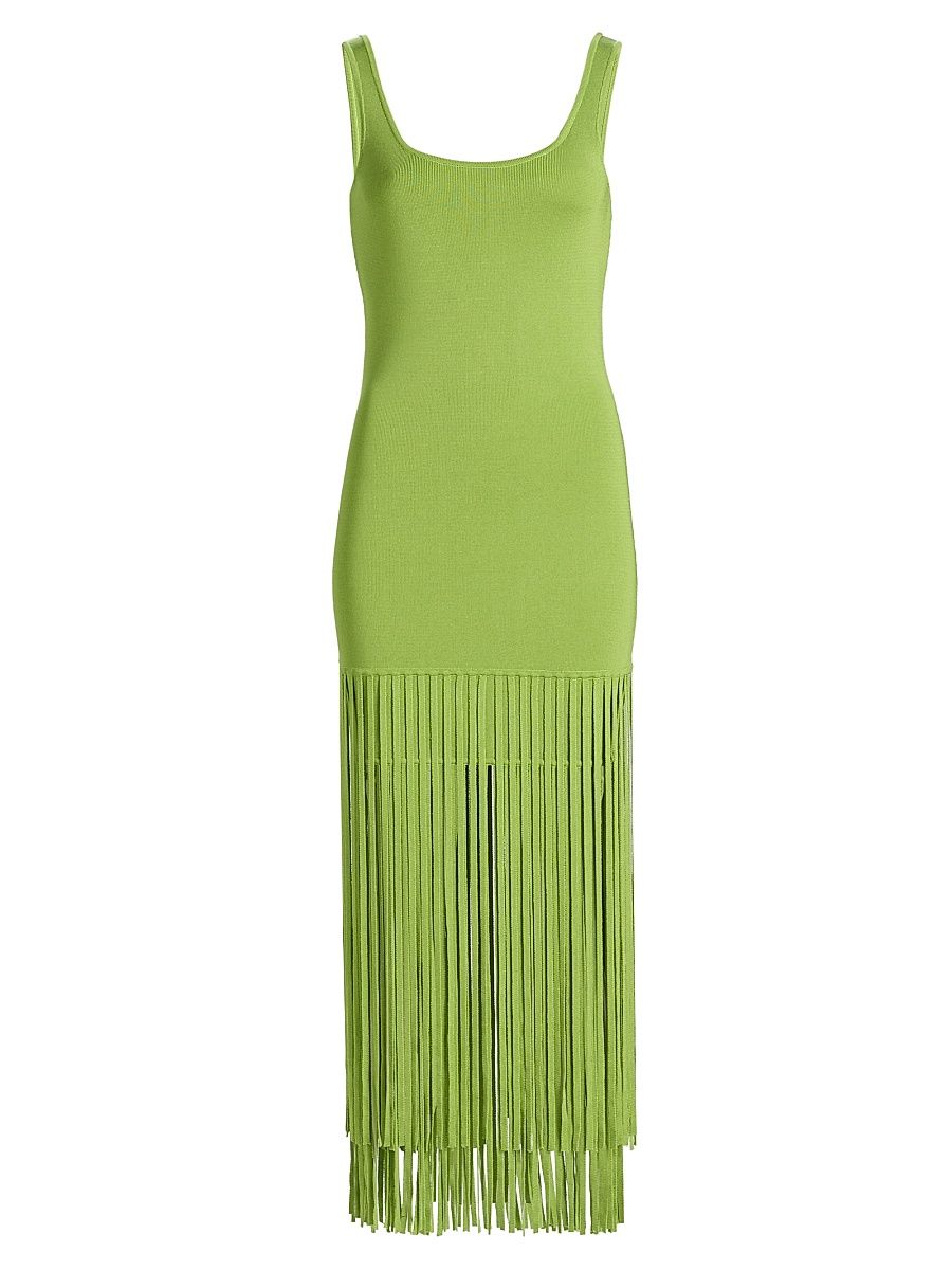 Women's Roxanne Fringed Maxi-Dress - Lime - Size XL