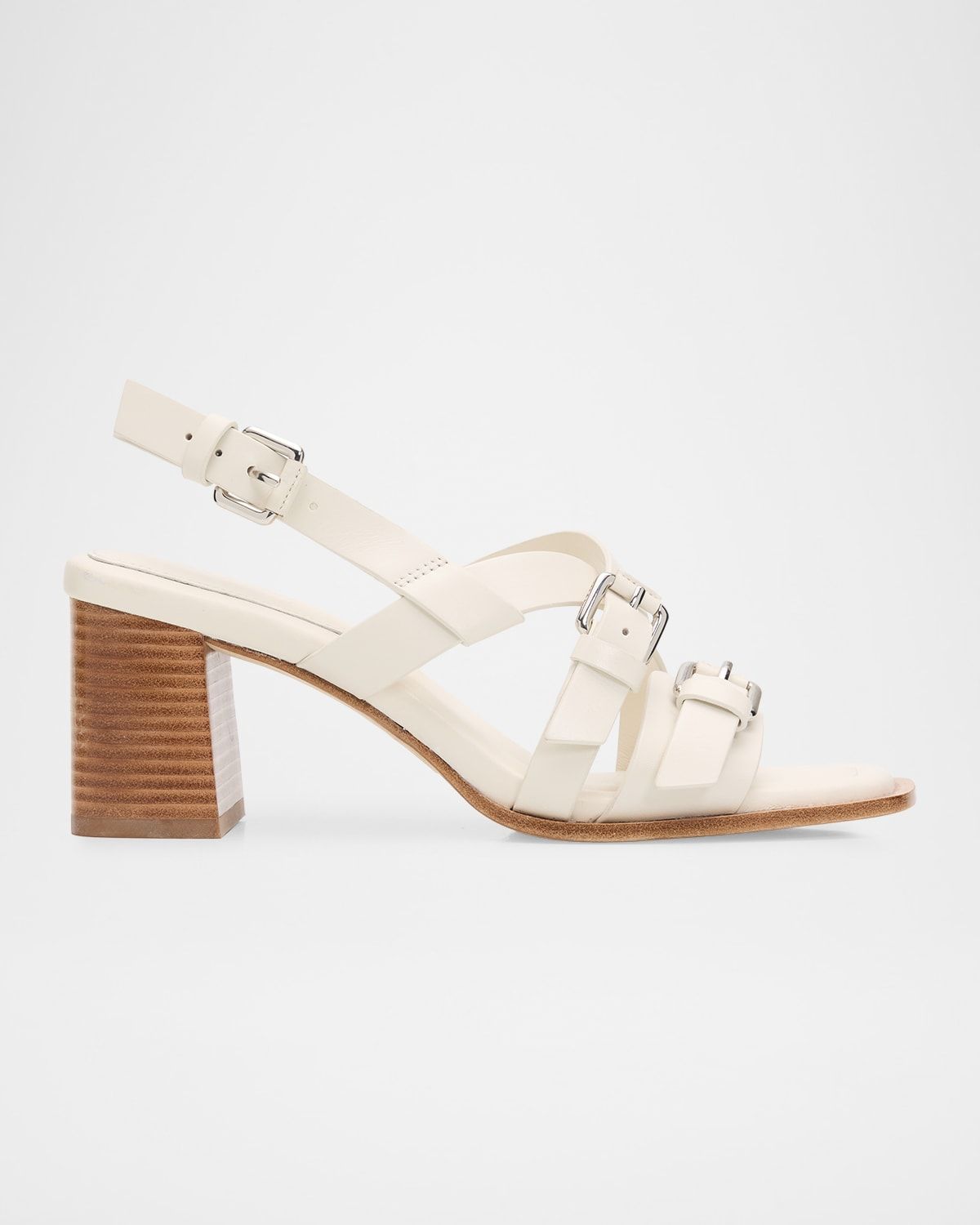 Harlow Leather Mid-Heel Slingback Sandals