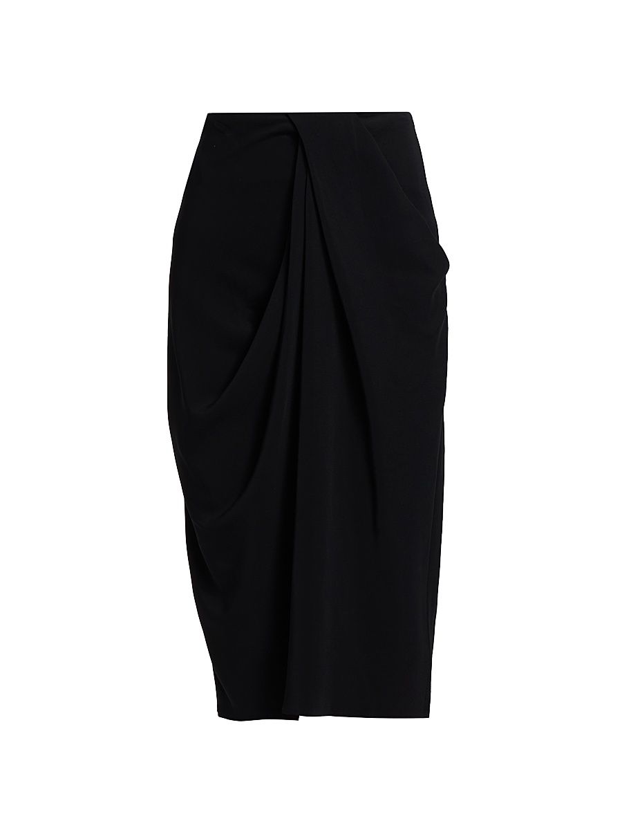 Women's Draped Midi-Skirt - Black - Size 8