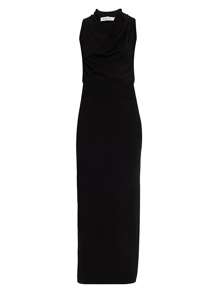 Women's Ramona Knit Cowlneck Sleeveless Maxi Dress - Black - Size XL