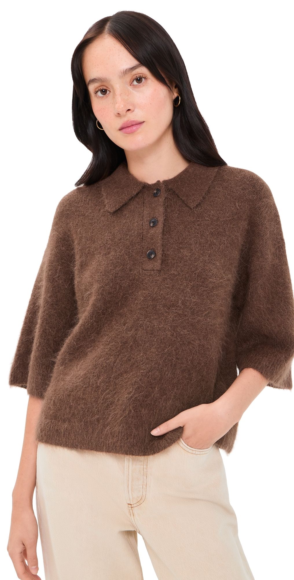 Pistola Nadya Alpaca Blend Boxy Polo Sweater Roche L