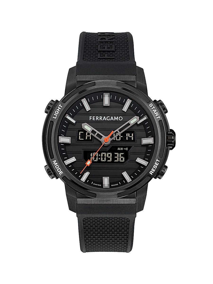 Men's Ren IP Gunmetal Stainless Steel & Silicone Strap Watch/43MM - Black With Titanium