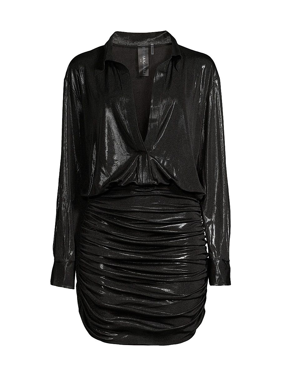 Women's Boyfriend NK Shirred Shirtdress - Black - Size XS