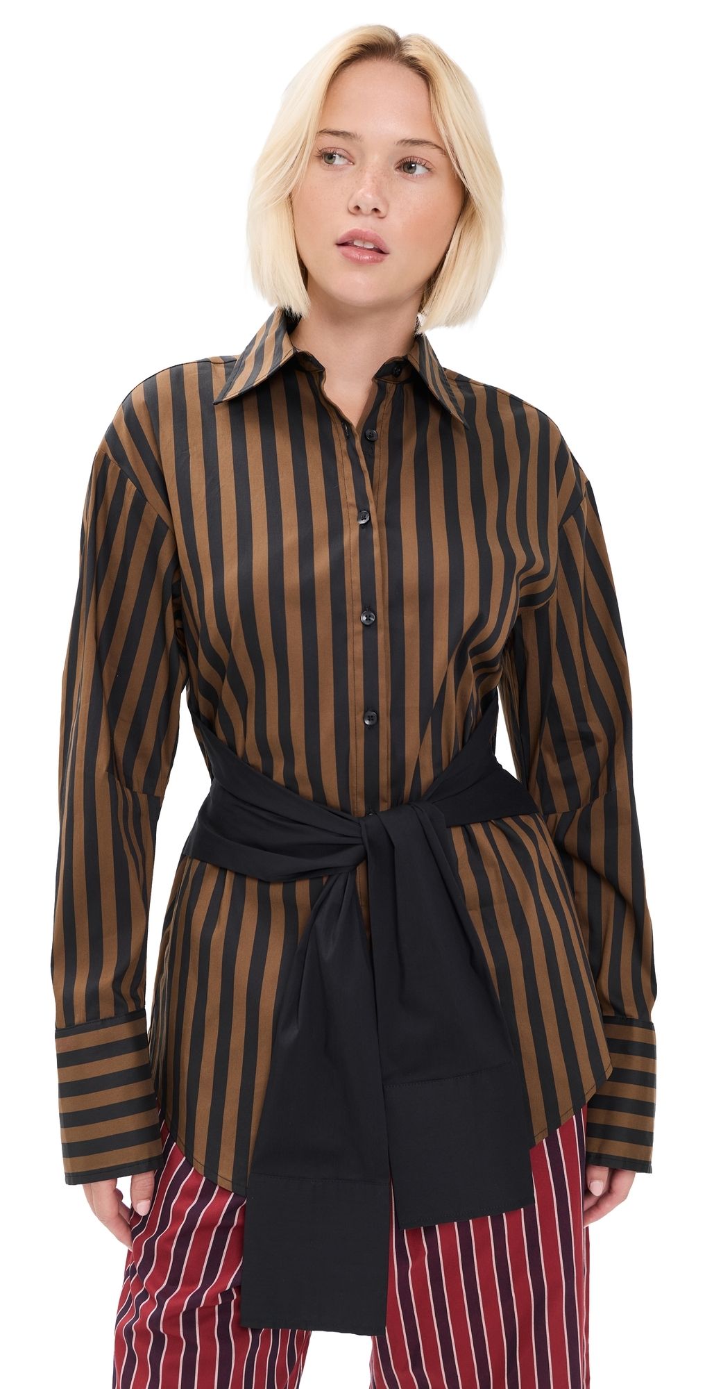 SIMONMILLER Inna Poplin Top Choco Brown/Black Stripe L