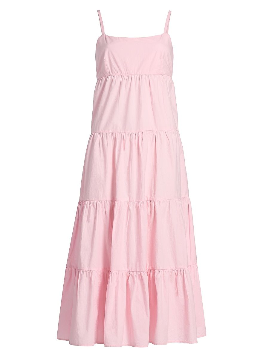 Women's Hazel Cotton Tiered Midi-Dress - Gloss Pink - Size XS