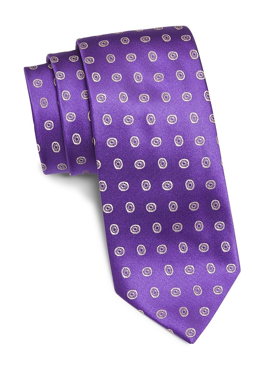 Men's Geometric Silk Tie - Purple