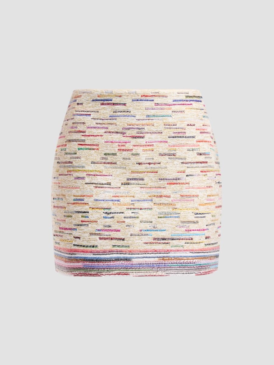 Milly Women's Lizzy Striped Tweed A-Line Mini Skirt - Cream - Size 0
