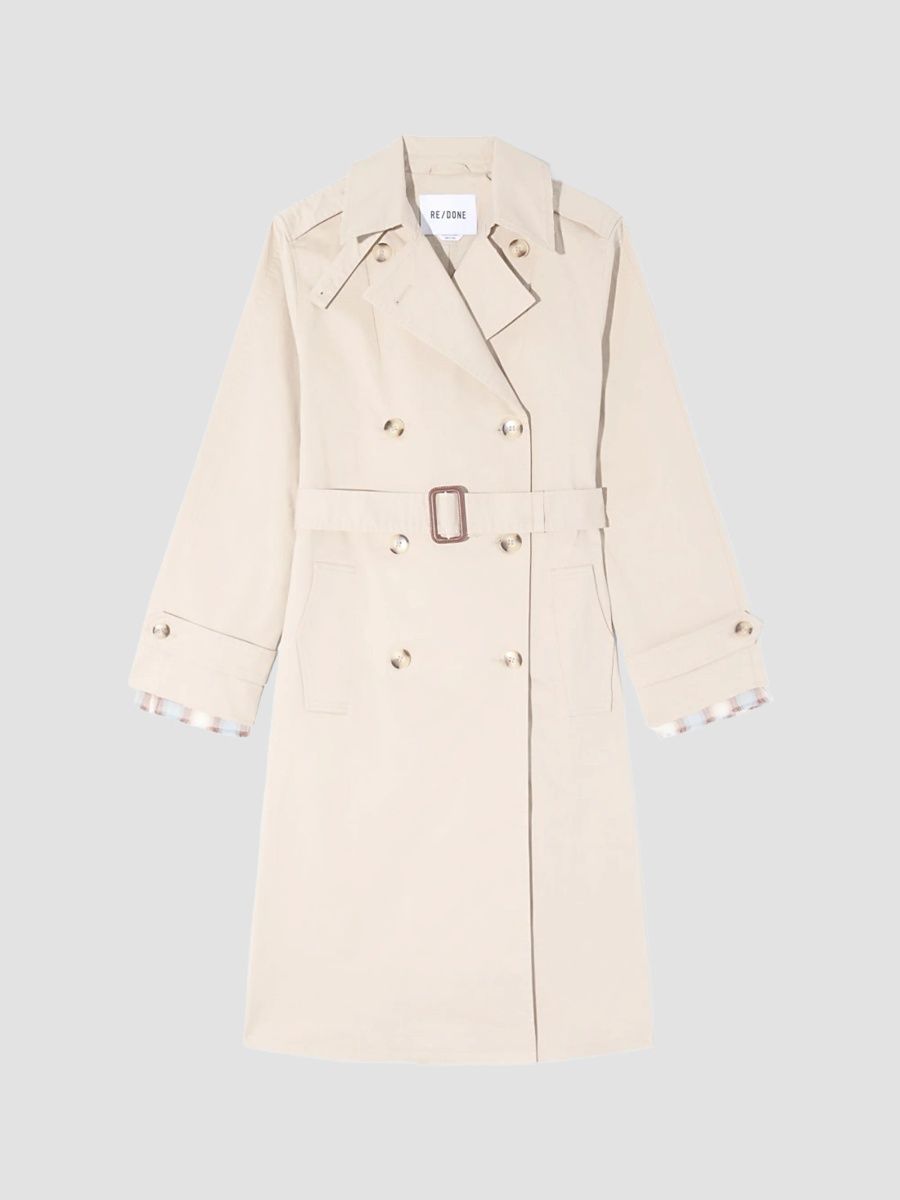Re/done Women's Cara Stretch Cotton Trench Coat - Khaki - Size XS