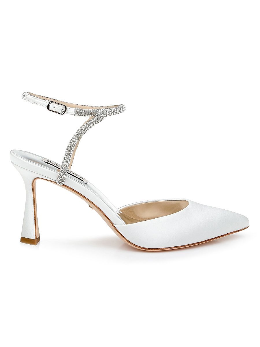 Women's Kamilah 80MM Embellished Satin Pumps - White Satin - Size 11