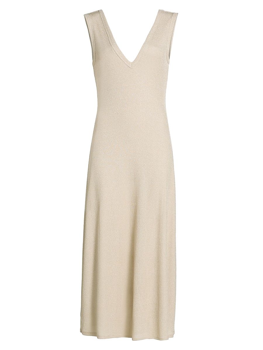 Women's Greta Metallic Knit Midi-Dress - Gold - Size XXL