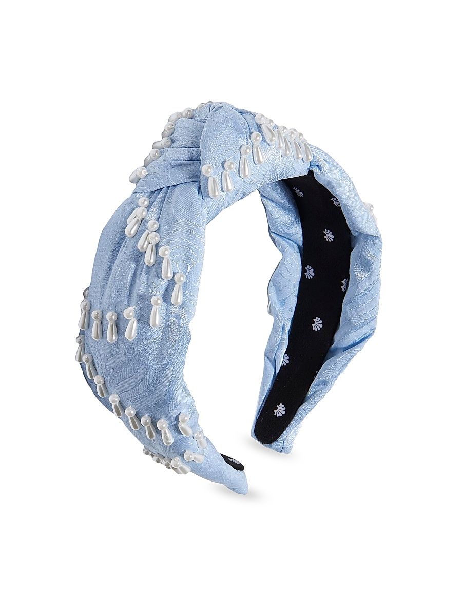 Women's Knotted Venus Embellished Brocade Headband - Cloudy Sky
