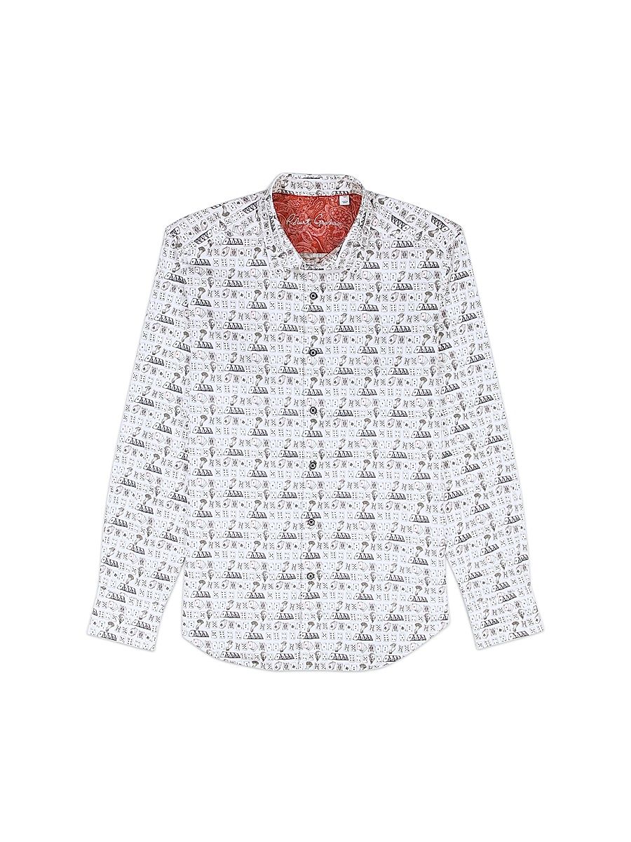 Men's 52 Pick Up Printed Stretch-Cotton Shirt - White - Size XXL