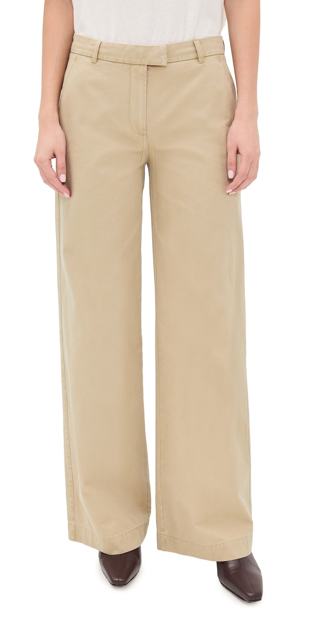 ATM Anthony Thomas Melillo Cotton Twill Wide Leg Trousers Khaki 6