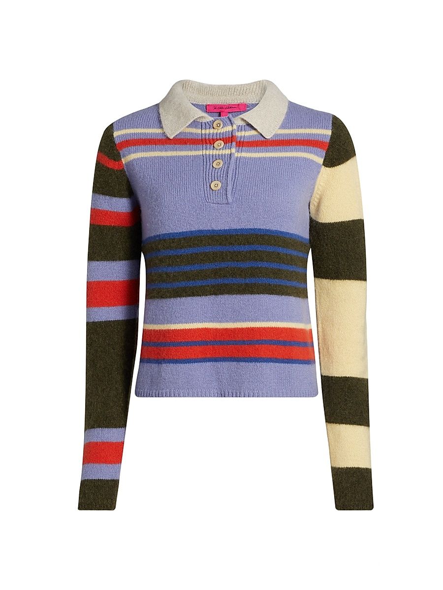 Women's Chaos Striped Cashmere Polo Sweater - Size Medium