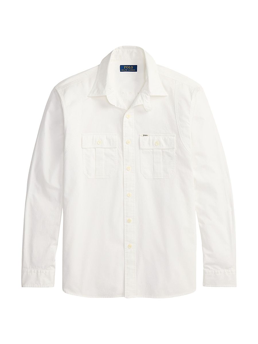 Men's Slubby Cotton Sateen Shirt - White - Size Large