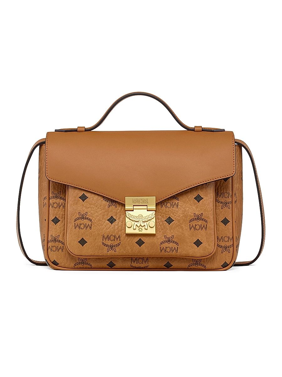 Women's Small Tracy Visetos Canvas Satchel - Cognac