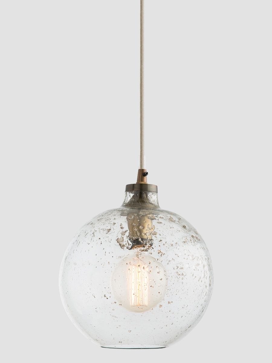 Arteriors Monica Brass & Glass Globe Pendant Light - Gray