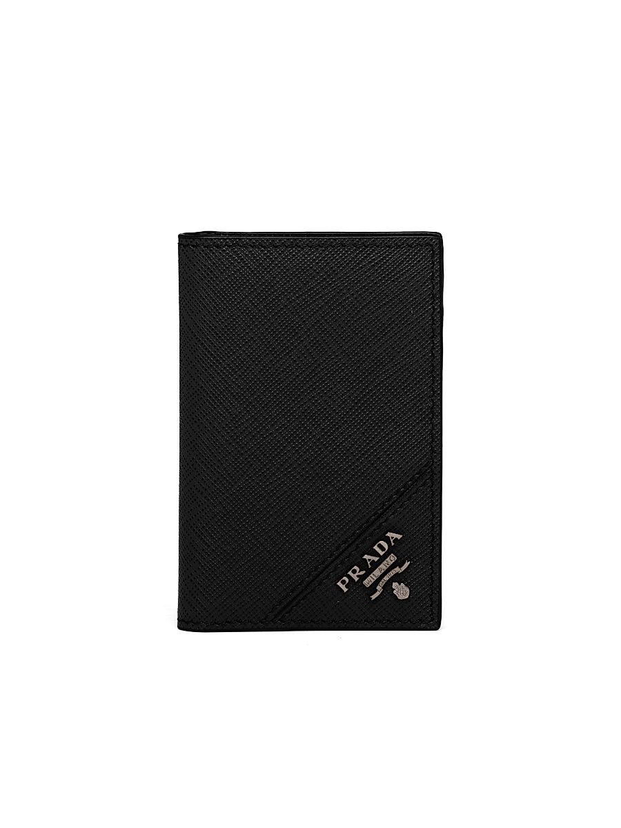 Men's Saffiano Leather Card Holder - Black