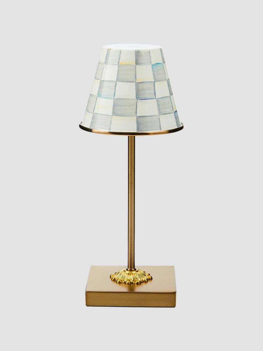 MacKenzie-Childs Sterling Check Rechargeable Cafe Table Lamp