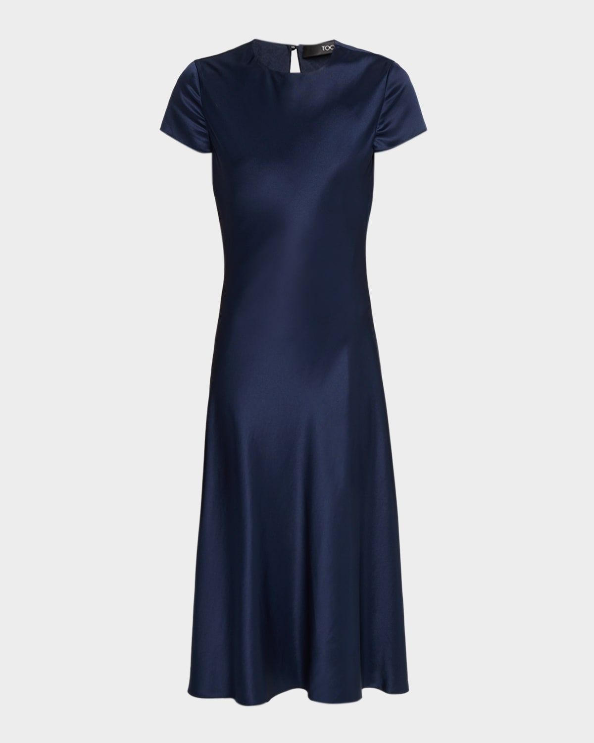 Luciana Satin Short-Sleeve Midi Dress