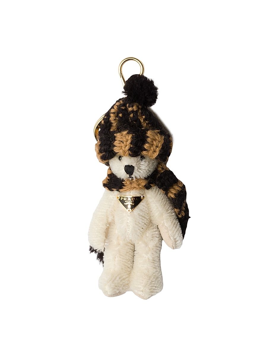 Teddy Bear Bag Charm with Metal Ring - Brown