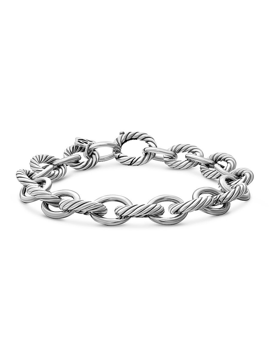 Women's Oval Link Chain Bracelet in Sterling Silver, 10mm - Silver - Size 8.75