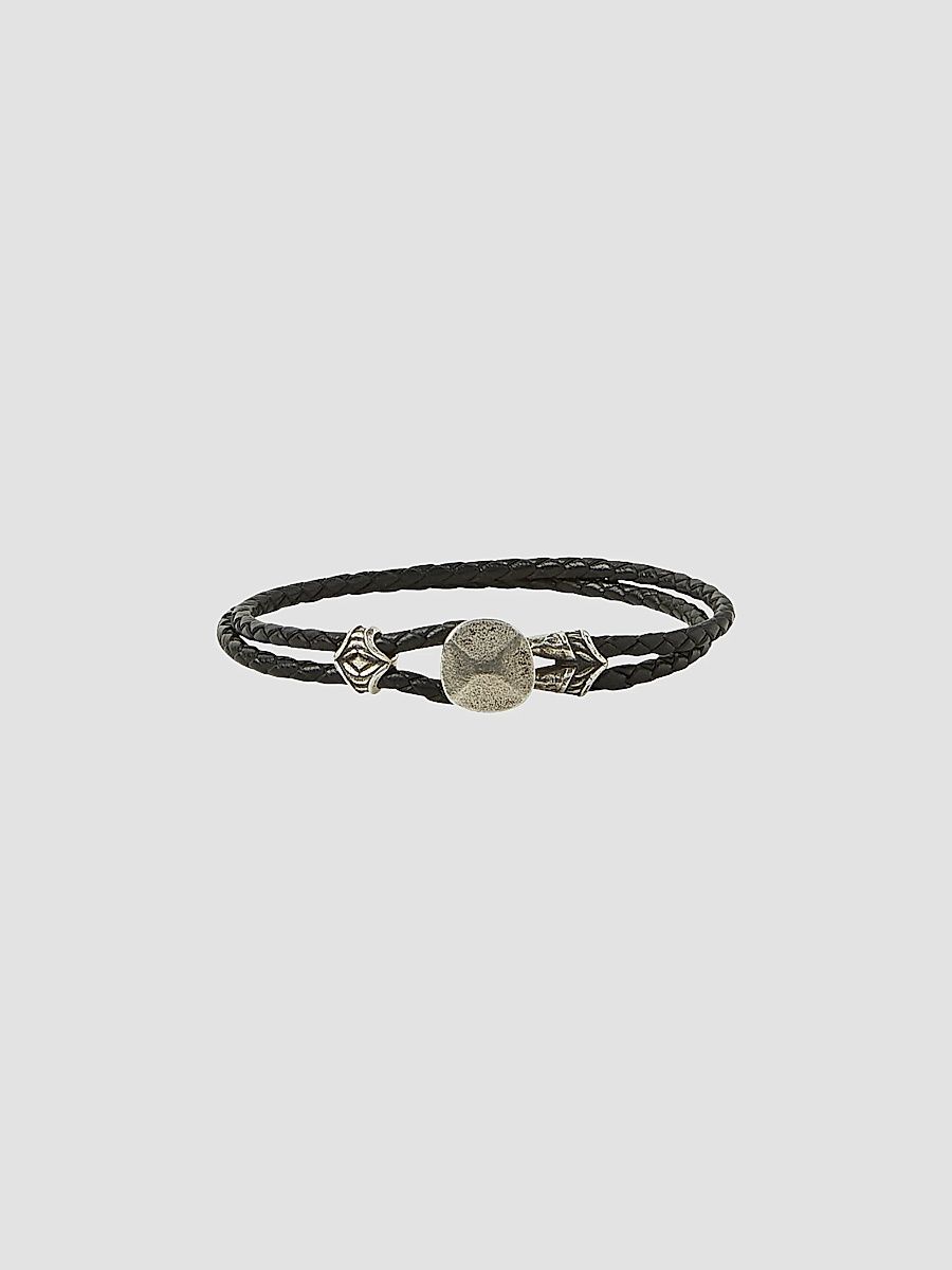 John Varvatos Men's Artisan Metals Double Strand Leather Bracelet - Silver Black - Size 8